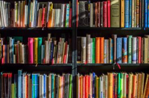 A bookshelf filled with books