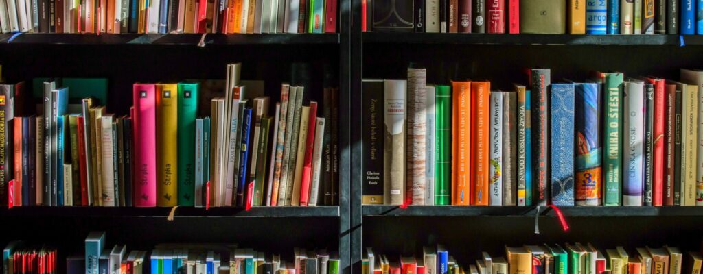 A bookshelf filled with books