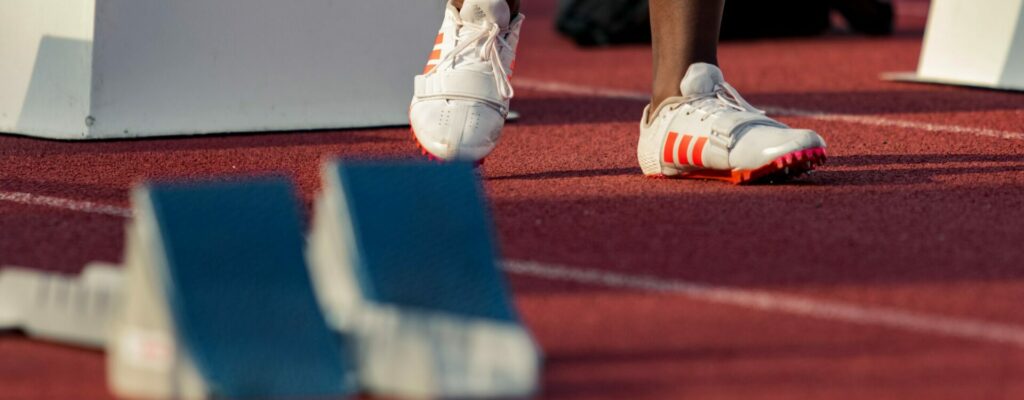 Runner's feet on athletic track
